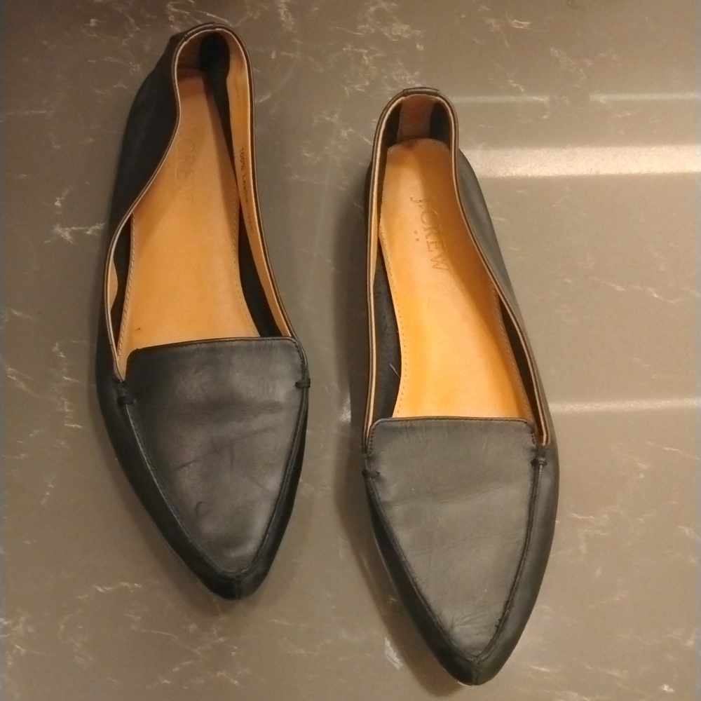 J.Crew Black leather Flats